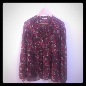 Hollister Floral Sheer Boho Flowy Long Sleeve Top
